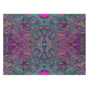 Abstract Magenta and Teal Blue Groovy Pattern Tablecloth