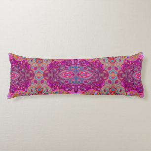 Abstract Magenta Pink, Blue and Red Groovy Pattern Body Cushion