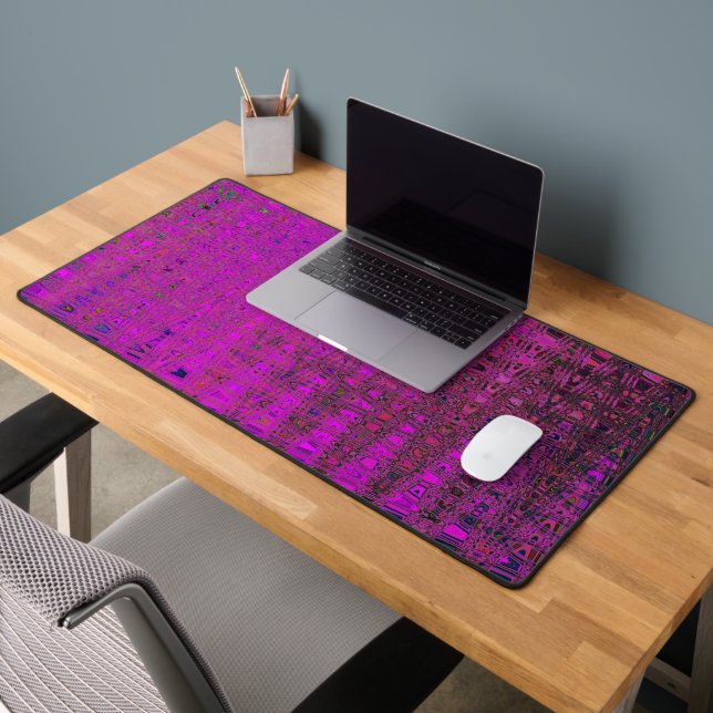 Abstract Magenta Retro Boomerang Waves Desk Mat (Office 2)