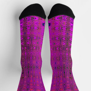 Abstract Magenta Retro Boomerang Waves Socks