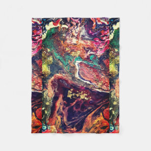 Abstract magic flowers pink gold fleece blanket