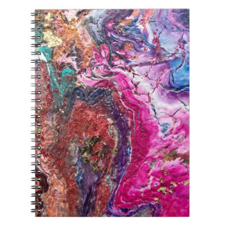 Abstract magic flowers pink gold orange blue notebook