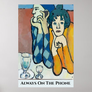 Abstract Man on Cell Phone, edit text Poster