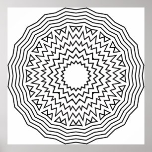 Abstract Mandala Colouring Page Zigzag Pattern Art Poster
