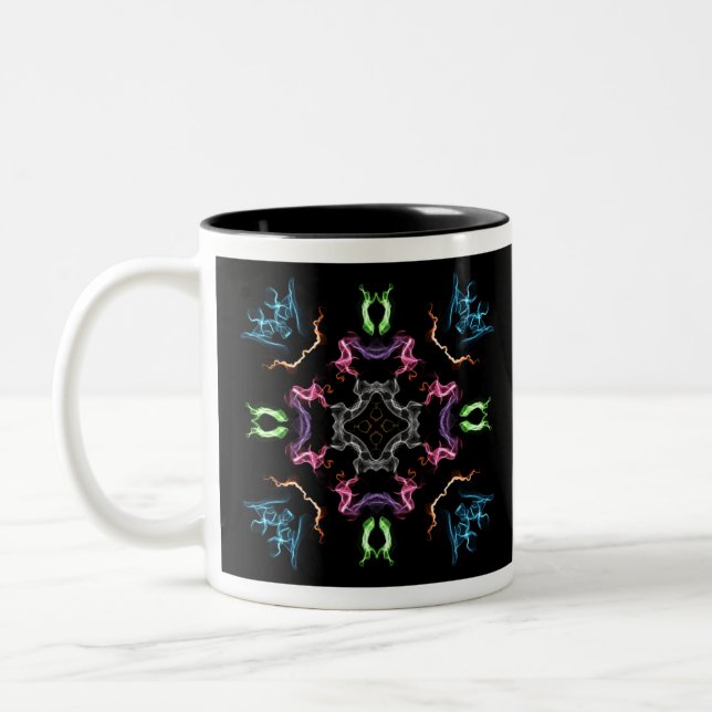 Abstract Mandala Digital Drawing Two-Tone Coffee Mug (Left)
