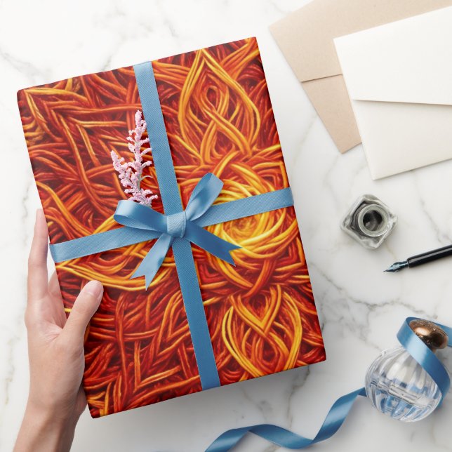 Abstract Mandala Fire Red Thread Wrapping Paper (Gifting)