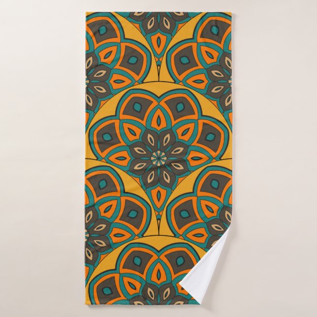 Abstract mandala fish scale seamless pattern. Orna Bath Towel (Bath Towel)