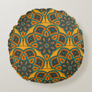 Abstract mandala fish scale seamless pattern. Orna Round Cushion