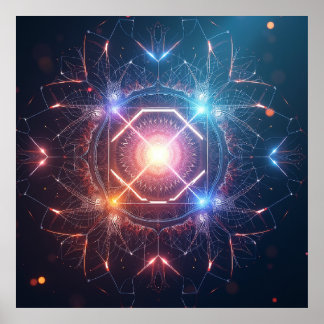 Abstract Mandala : Iridescent Geometric Poster