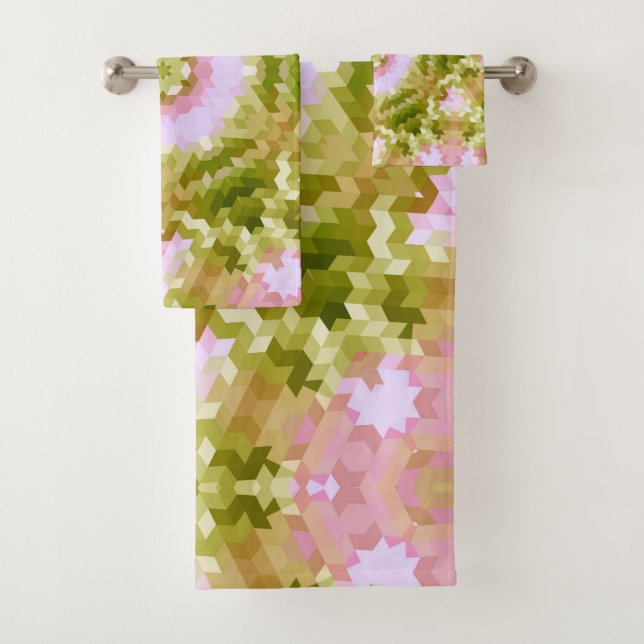 Abstract mandala kaleidoscope round circle shapes bath towel set (Insitu)