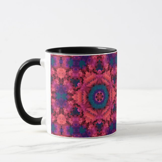 Abstract mandala kaleidoscope round circle shapes mug (Left)