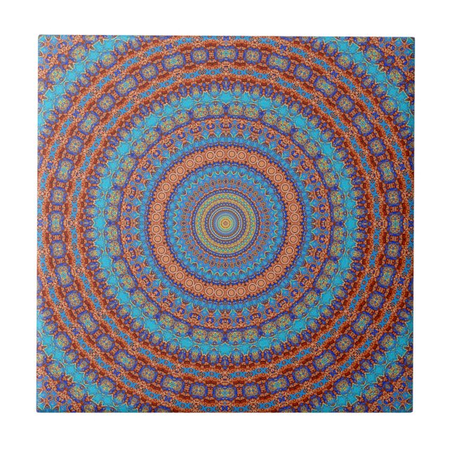 Abstract mandala round seamless pattern kaleidosco tile (Front)