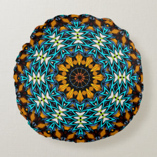Abstract mandala round spring summer fresh bandann round cushion