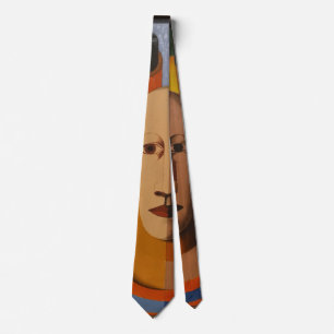 abstract Mans Face colorful art painting Tie