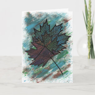 Abstract Maple Leaf Line Art Botanical Graphic Fol Card