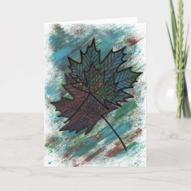 Abstract Maple Leaf Line Art Botanical Graphic Fol Card (Front)