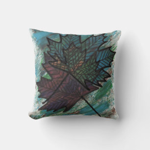 Abstract Maple Leaf Line Art Botanical Graphic Thr Cushion