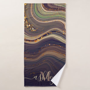 Abstract Marble and Glitter Bath Towel
