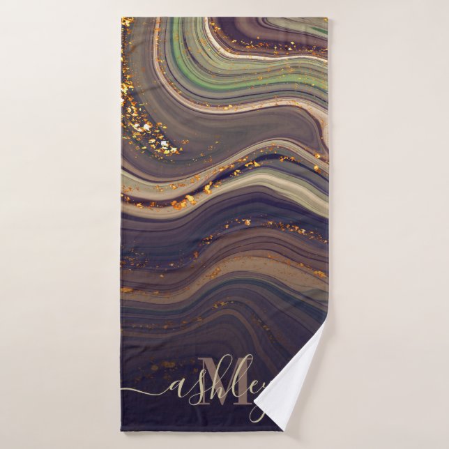 Abstract Marble and Glitter Bath Towel (Bath Towel)
