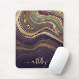 Abstract Marble and Glitter Mouse Pad
