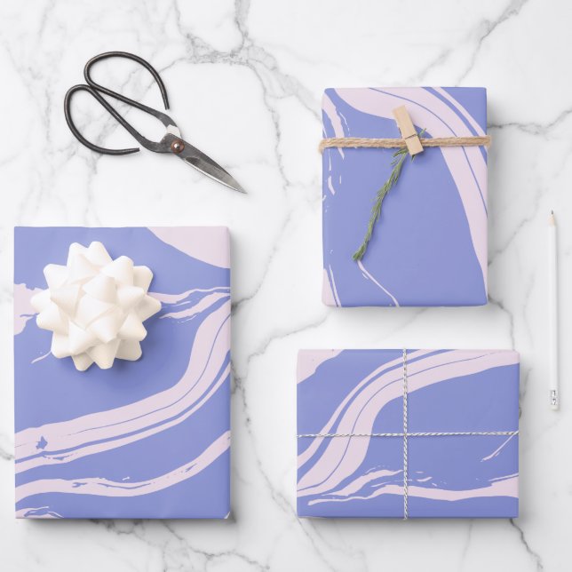 Abstract Marble Art in Lavender and Blush Pink Wrapping Paper Sheet (Front)