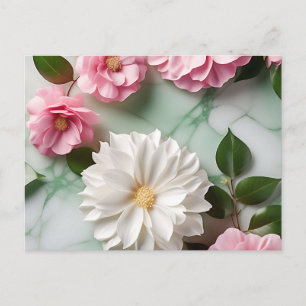 Abstract Marble Art with Botanical Postcard