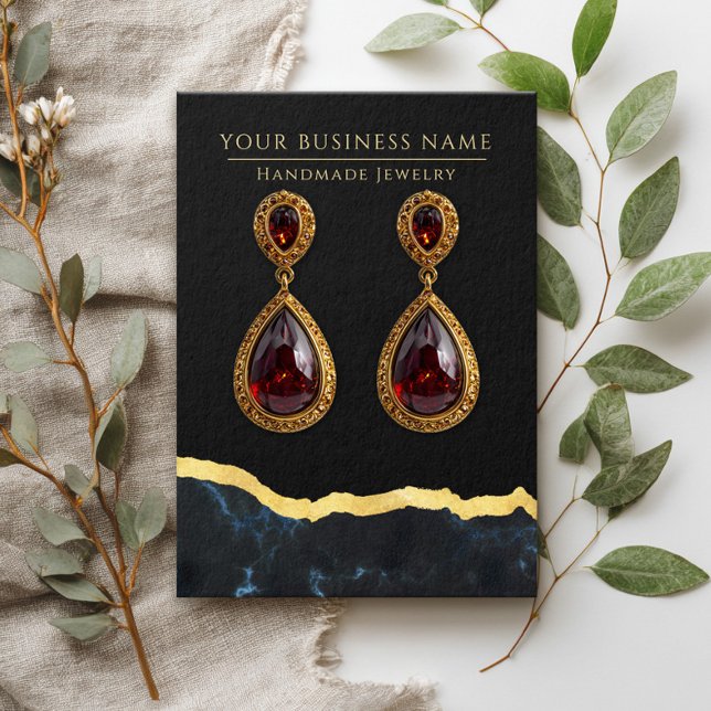 Abstract Marble Black Gold Earring Display Cards (Creator Uploaded)