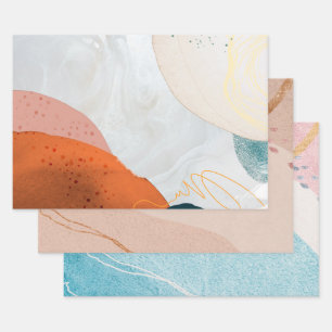 Abstract Marble Gold Glitter Pastel Colours Elegan Wrapping Paper Sheet