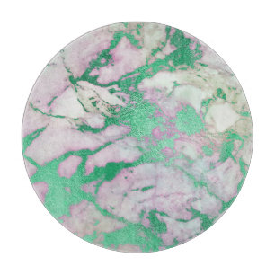 ABSTRACT MARBLE GREEN LILAC TRAY CUTTING BOARD