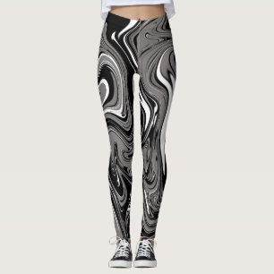 Abstract Marble illustration Black Leggings