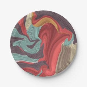 Abstract Marble illustration Colourful Paper Plate