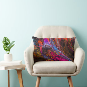 Abstract Marble Pattern - Colourful Modern Swirl  Lumbar Cushion