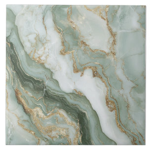 Abstract Marble Sage Green Tile