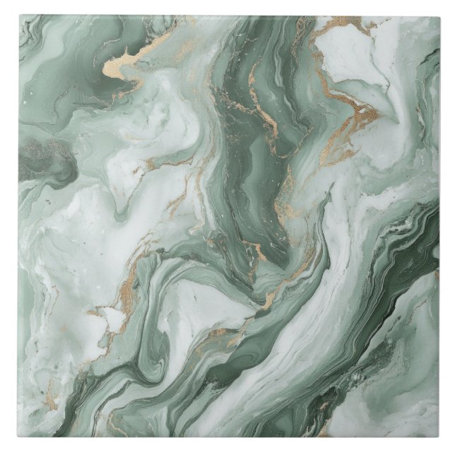 Abstract Marble Sage Green Tile (Front)