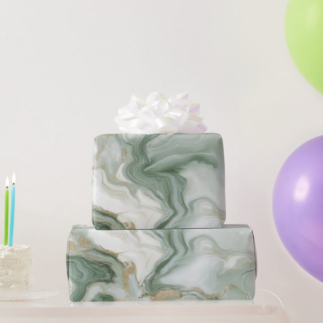 Abstract Marble Sage Green Wrapping Paper (Party Gifts)