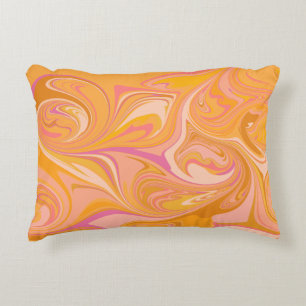 Abstract Marble Swirl Art in Yellow Decorative Cushion