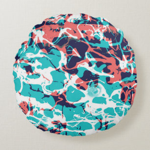 Abstract Marbled Paper Art Background Round Cushion