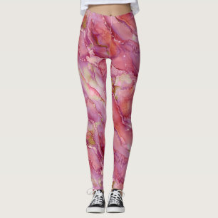 Abstract Marbled Pattern in Rose  Leggings