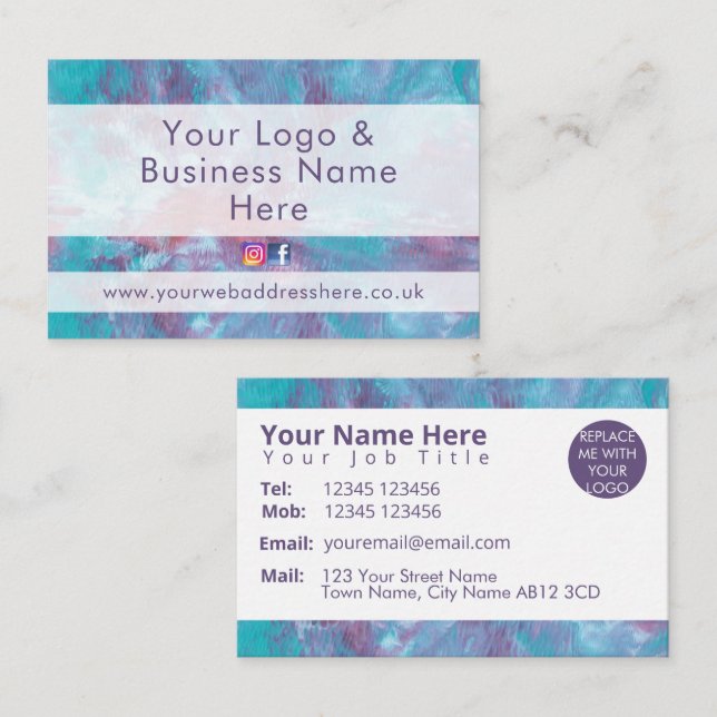 Abstract marbled tie dye effec business card (Front/Back)