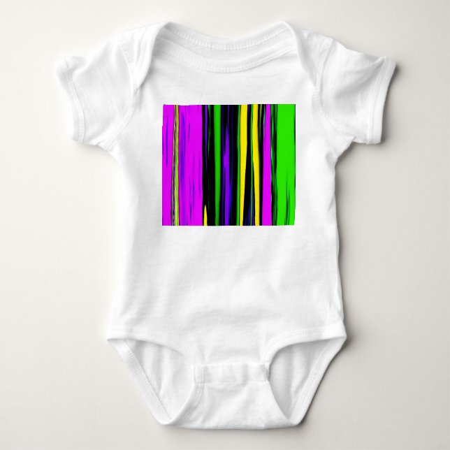 Abstract Mardi Gras Stripes Baby Bodysuit (Front)