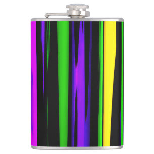 Abstract Mardi Gras Stripes Hip Flask