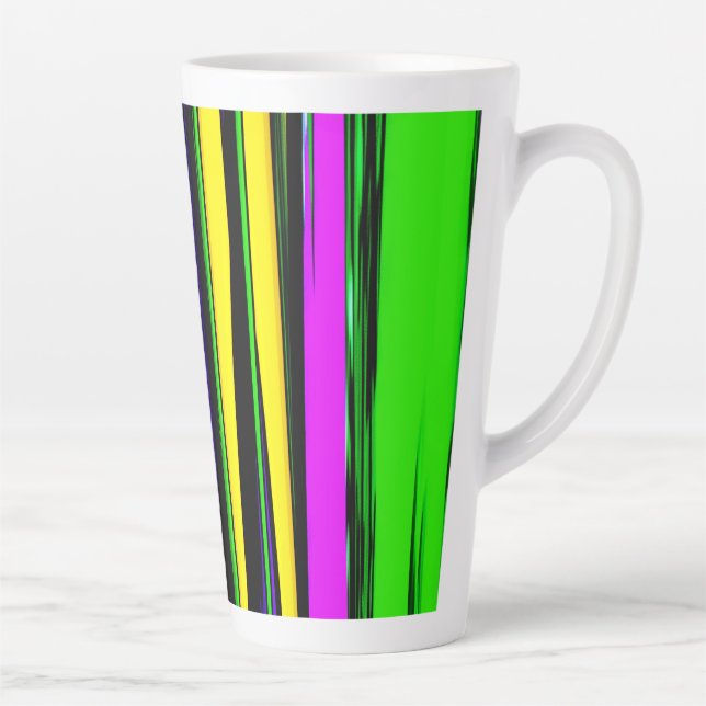 Abstract Mardi Gras Stripes Latte Mug (Right)