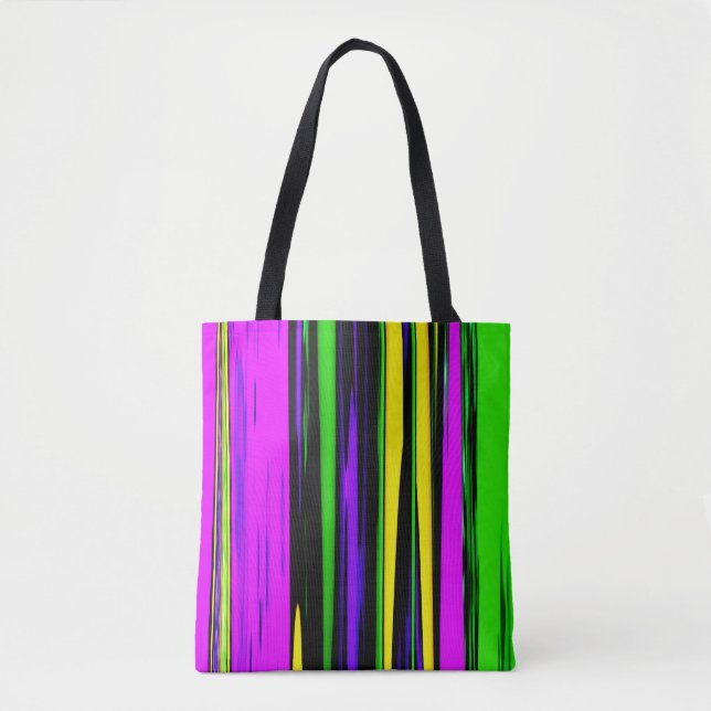 Abstract Mardi Gras Stripes Tote Bag (Front)