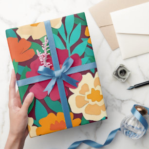 Abstract Marigold Butterflies Wrapping Paper