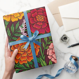 Abstract Marigold Butterfly Garden Wrapping Paper