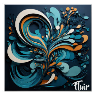 Abstract Marine Art Oceanic Flow Poster