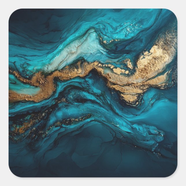 Abstract marine  square sticker (Front)