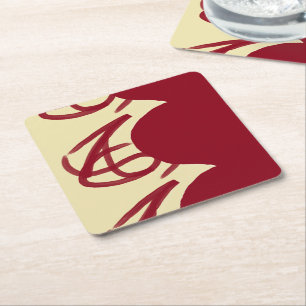 Abstract maroon and brown square paper coaster