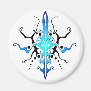 Abstract Mask Tribal Tattoo Design - blue Magnet