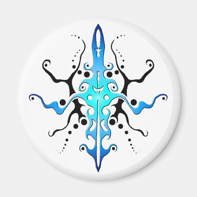 Abstract Mask Tribal Tattoo Design - blue Magnet (Front)